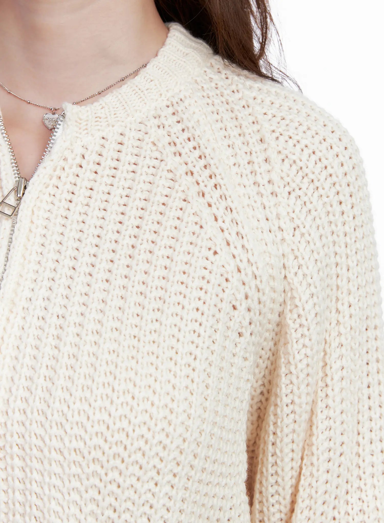 Waffle Knit Zip Up Cardigan CG520