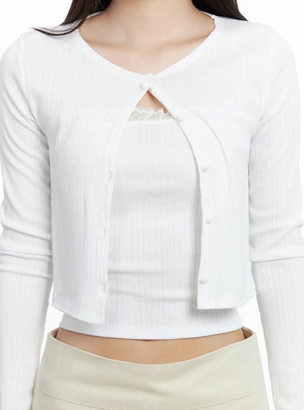 lace-trim-cardigan-and-tube-top-set-im503