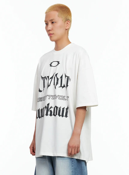 Men's Circle Bolt Oversized Graphic Tee IL514