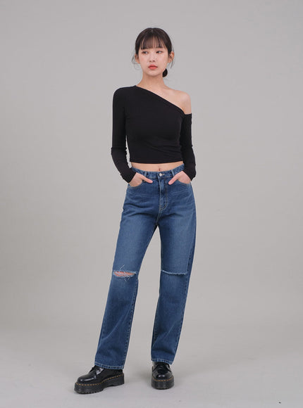 One Shoulder Crop Top C2701