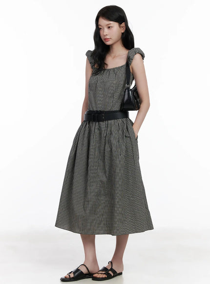 Shirred Flare Midi Dress CA509