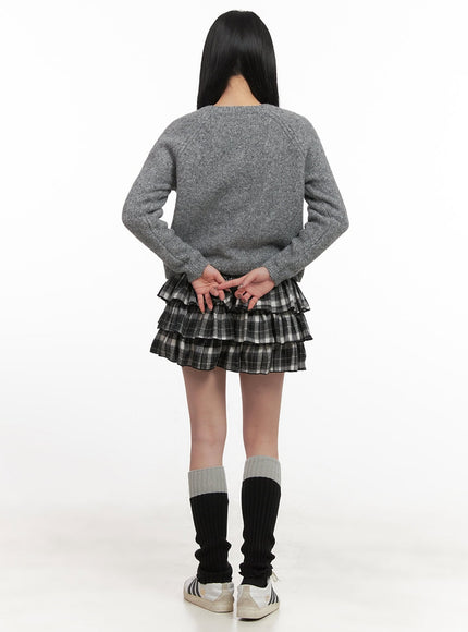 Layered Ruffle Checkered Mini Skirt CJ517