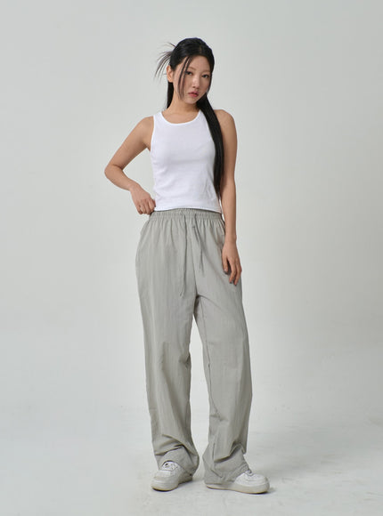 Drawstring Nylon Track Pants IF315