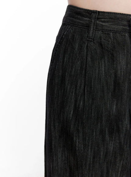 Yuha Wide-Leg Pintuck Denim Jeans CL523