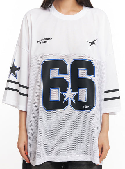 Oversized Mesh Graphic Tee IA504