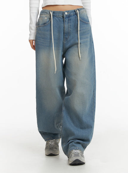 mid-waist-wide-leg-drawstring-jeans-cj429