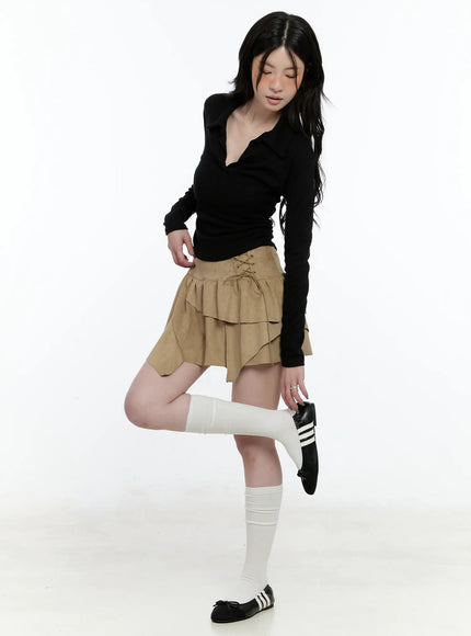 asymmetric-suede-string-tie-skirt-cn517