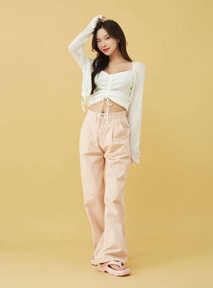SIngle Pin-tuck Wide Cotton Pants BU13