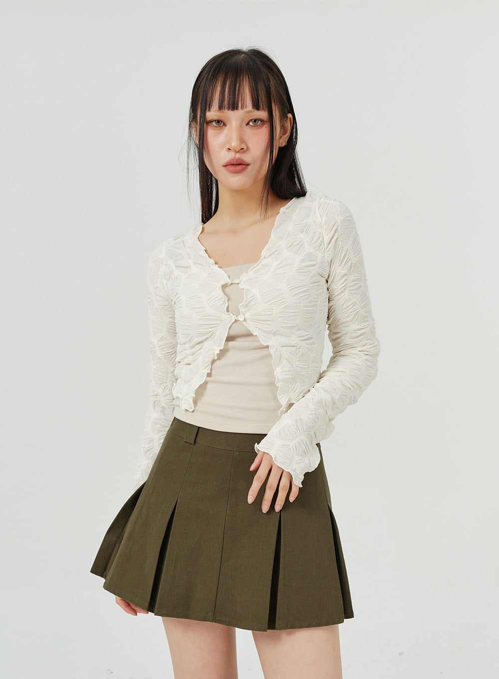 Lace Textured Crop Cardigan CM317