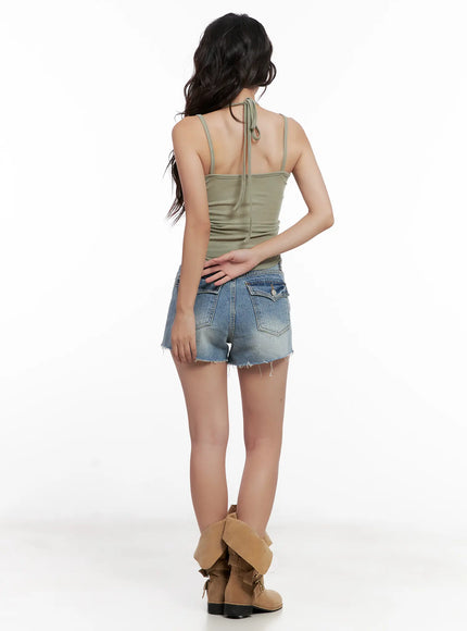 Distressed Denim Jorts CL521