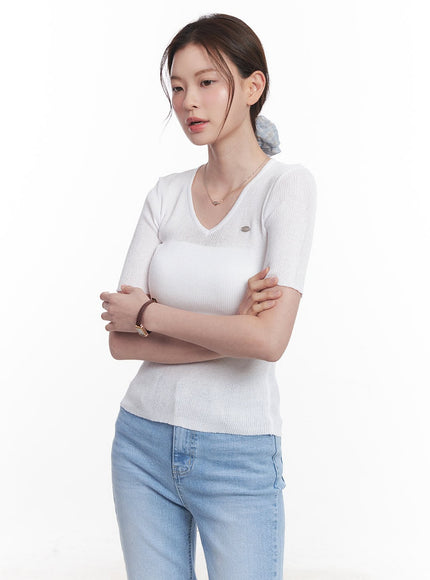 sheer-v-neck-linen-short-sleeve-sweater-cy519