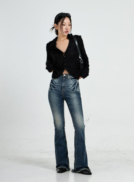 Faded Washing Bootcut Denim Pants CO17