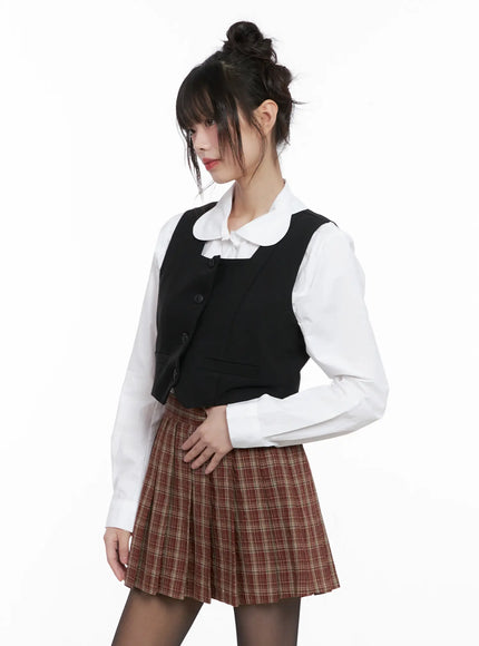 Square Neck Button Crop Vest CG519