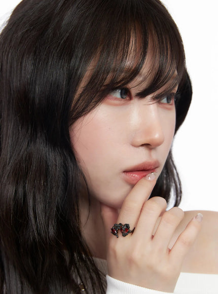 Gothic Red Cubic Ring CF525