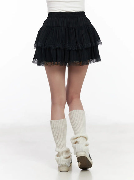 Tiered Lace Ruffle Mini Skirt CM531