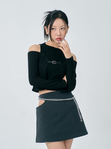 Cut Out Side Mini Skirt BD23