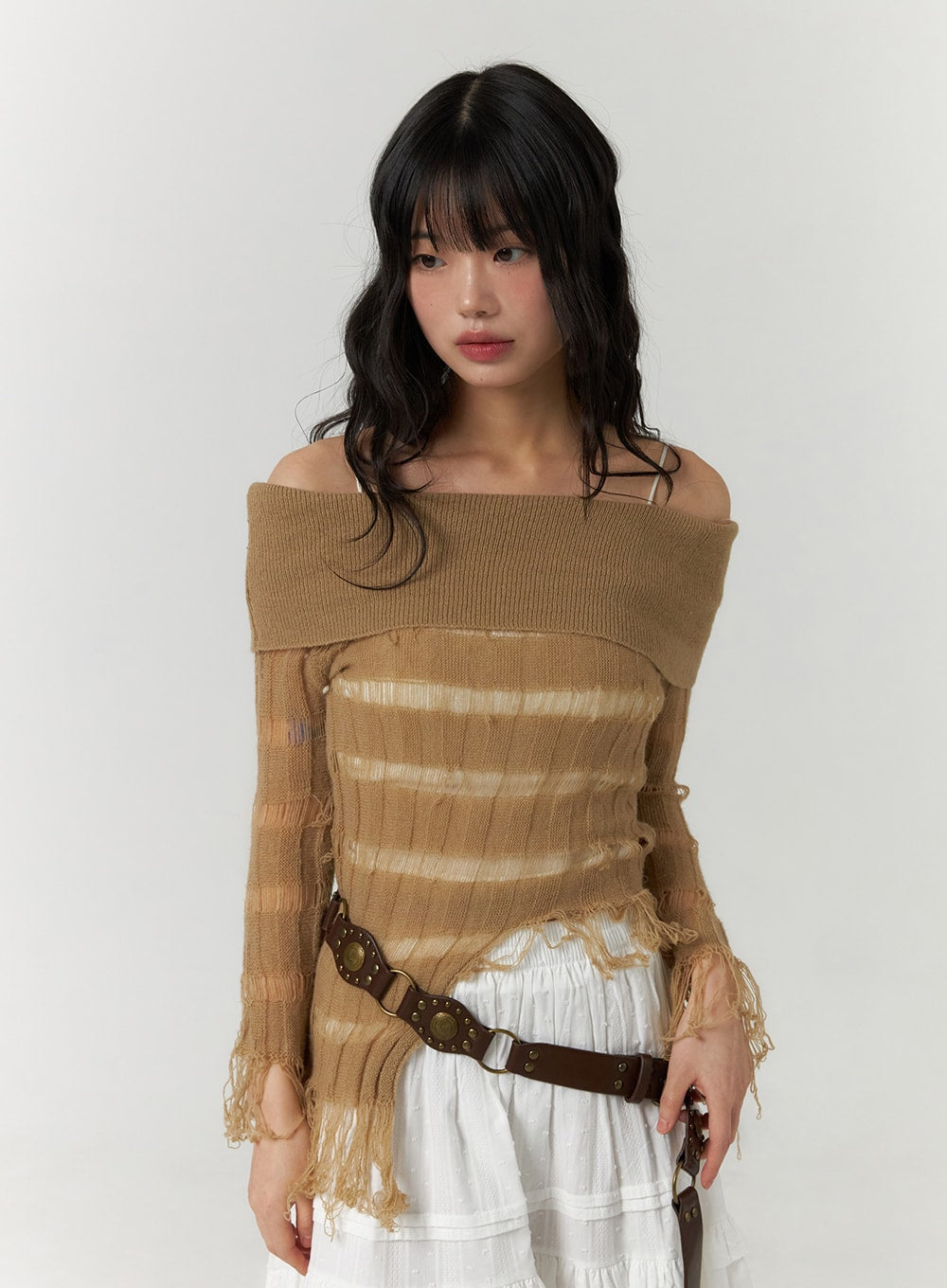 striped-ripped-knit-long-sleeve-top-cf406