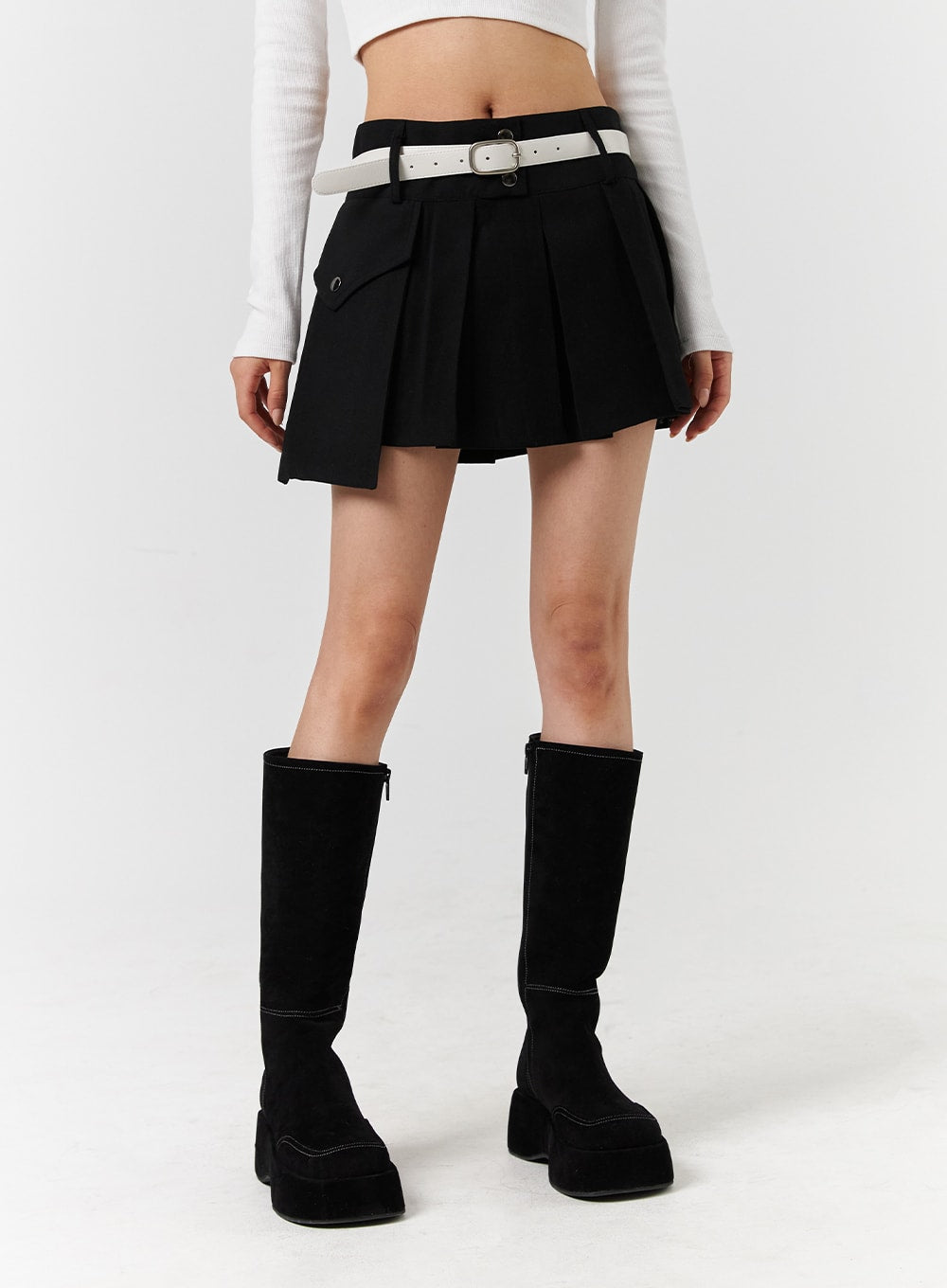 one-pocket-solid-mid-waist-pleated-mini-skirt-cd322