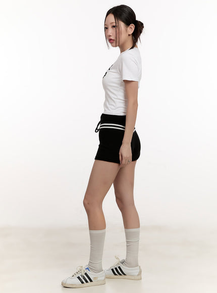 Knitted Slim-Fit Striped Shorts CM507