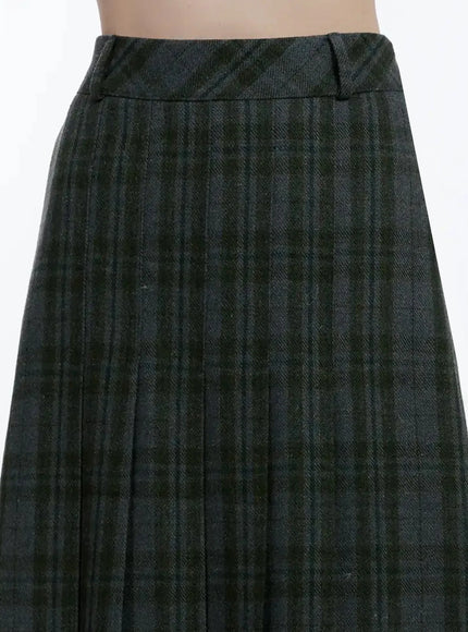Plaid A-Line Midi Skirt ID526