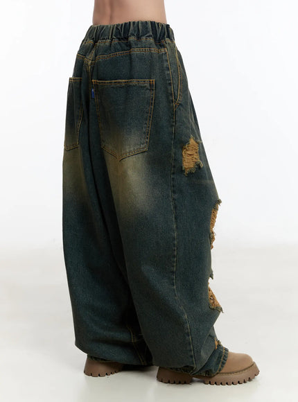 Yoomi Distressed Wide Leg Jeans CM511