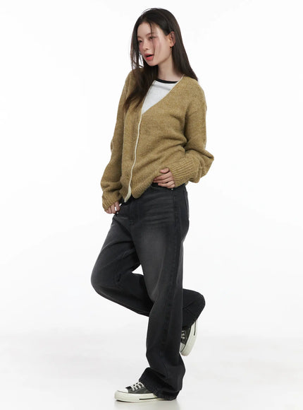 Two-Tone Wool Knit Cardigan CJ506