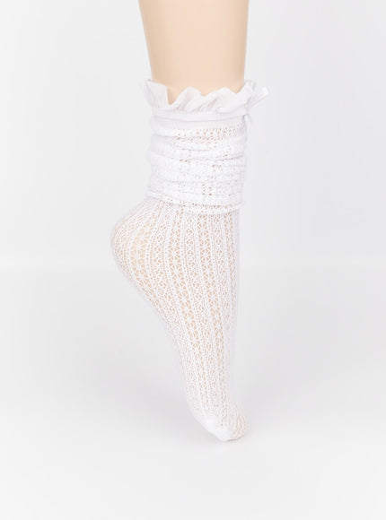 soft-ribbon-lace-knee-socks-im531 / White