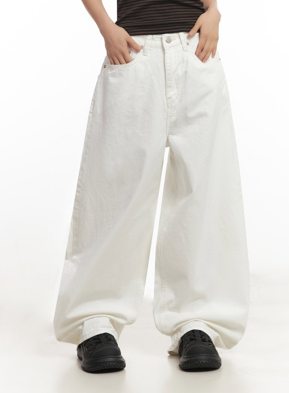 Wide-Fit Ribbon Cotton Trousers IA515