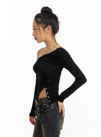 asymmetrical-one-shoulder-side-cut-long-sleeve-cf416