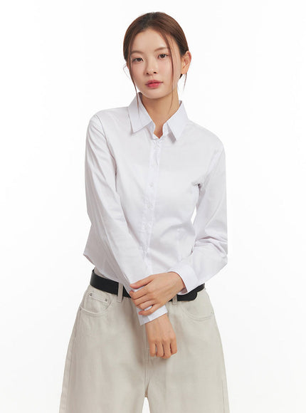 Slim-Fit Cropped Collared Button-Up Shirt IM513