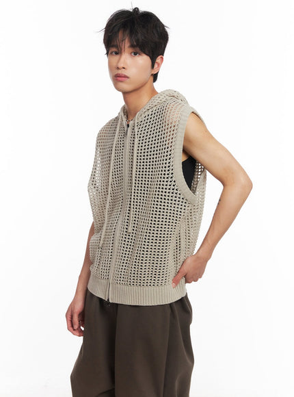 Men's Mesh Zip-Up Hooded Vest IY508