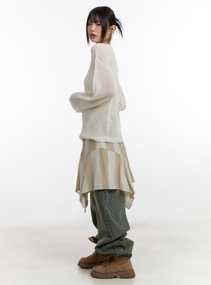 Star Mesh Knit Long-Sleeve Top CA508