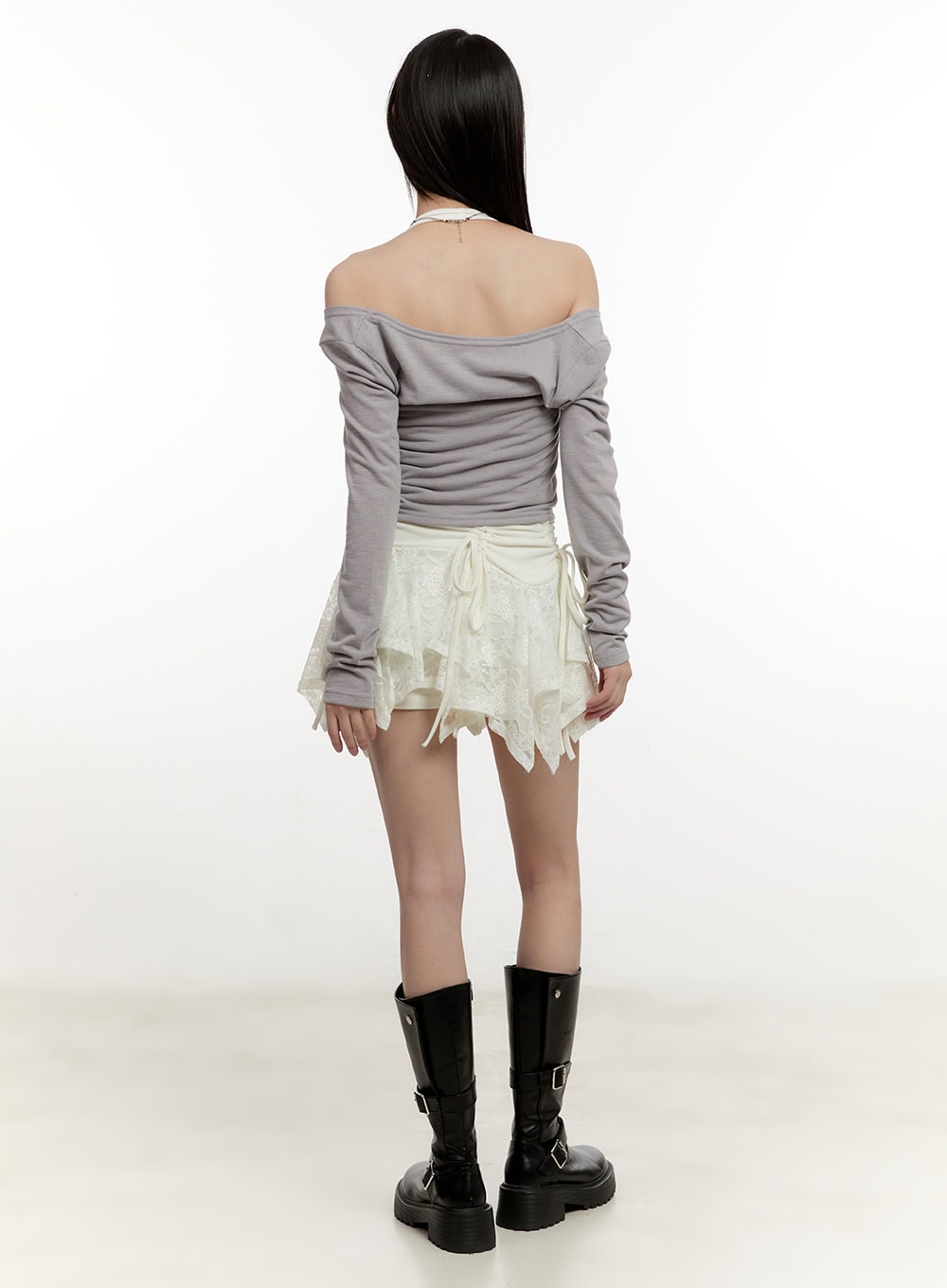 Lace Shirred Handkerchief Mini Skirt CM513