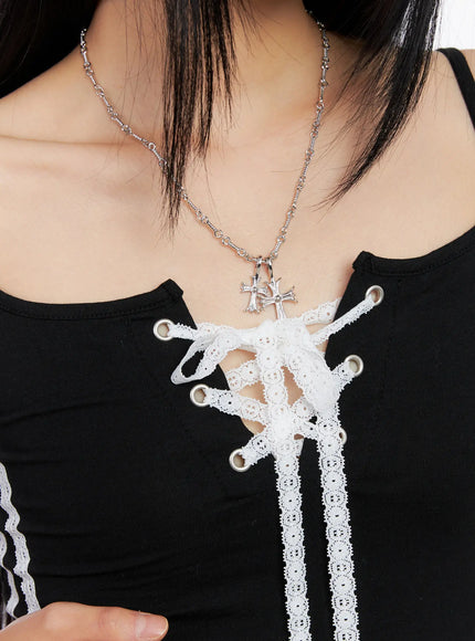 Double Cross Chain Necklace CL530