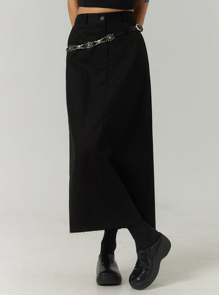 straight-fit-maxi-skirt-cj422 / Black