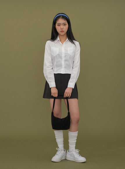 Cropped Shirt with Pockets C2601