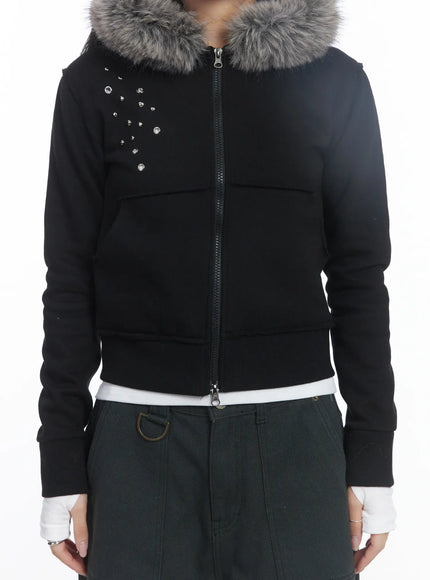 faux-fur-fleece-eyelet-crop-hoodie-cj514