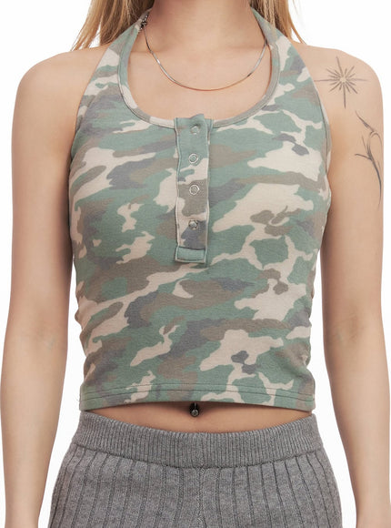 Camo Halter Crop Tank Top CM505