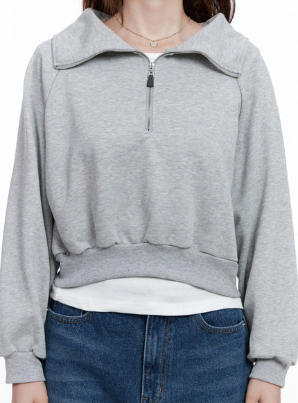 collar-solid-half-zip-sweatshirt-cg520