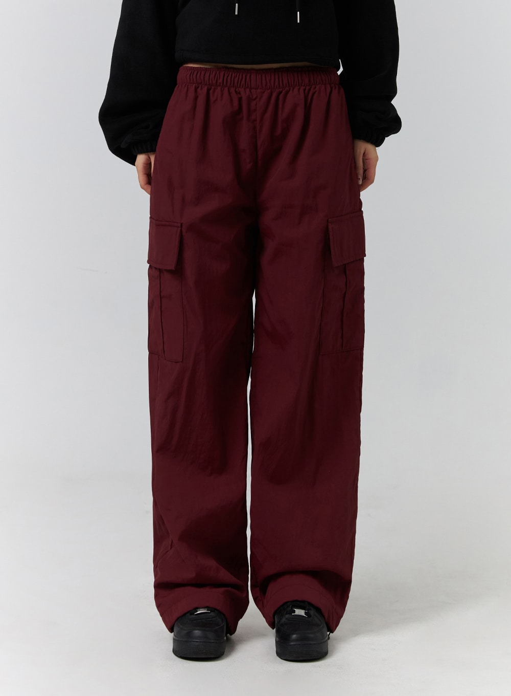 terry-middle-waist-solid-pocket-cargo-pants-cd329