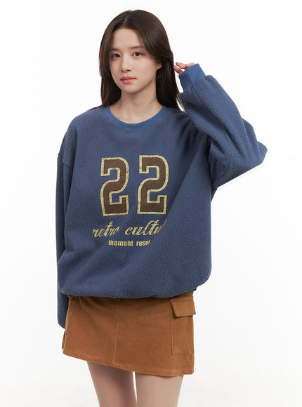 Fuzzy Oversized Crew-Neck Sweatshirt IJ510