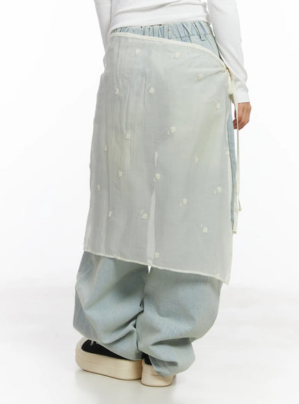 Sheer Latered Midi Skirt CJ512