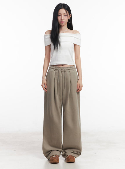 Cotton Pintuck Wide-Fit Sweatpants IY516