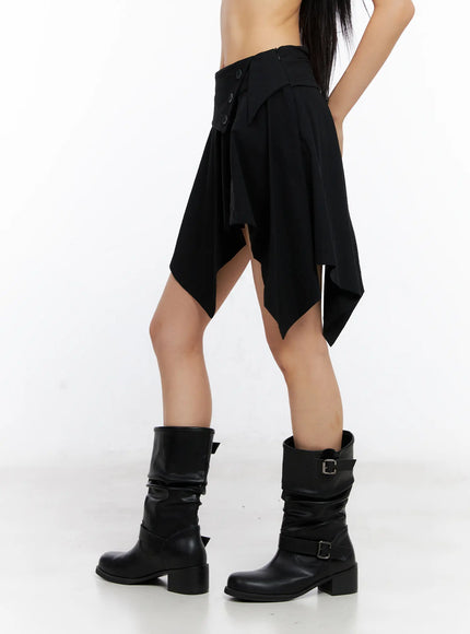 Asymmetric Frill Button Skirt CL530