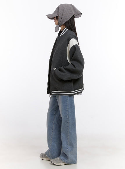 Oversized Wool-Blend Varsity Jacket CF512