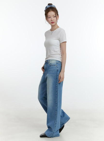 Leanne Washed Wide-Leg Jeans CF503