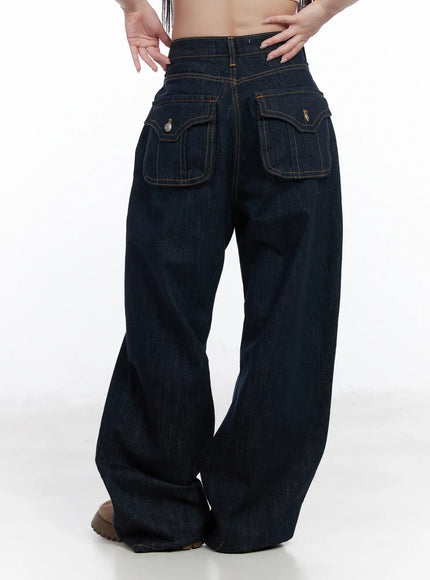 Rowyn Wide Leg Jeans with Pocket Detail CF523