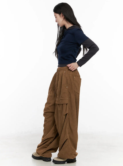 Corduroy Wide-Leg Cargo Pants CN512