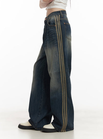 Daisee Striped Wide-Leg Jeans CF518