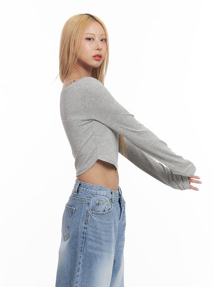 Casual Long-Sleeve Crop Top CM506